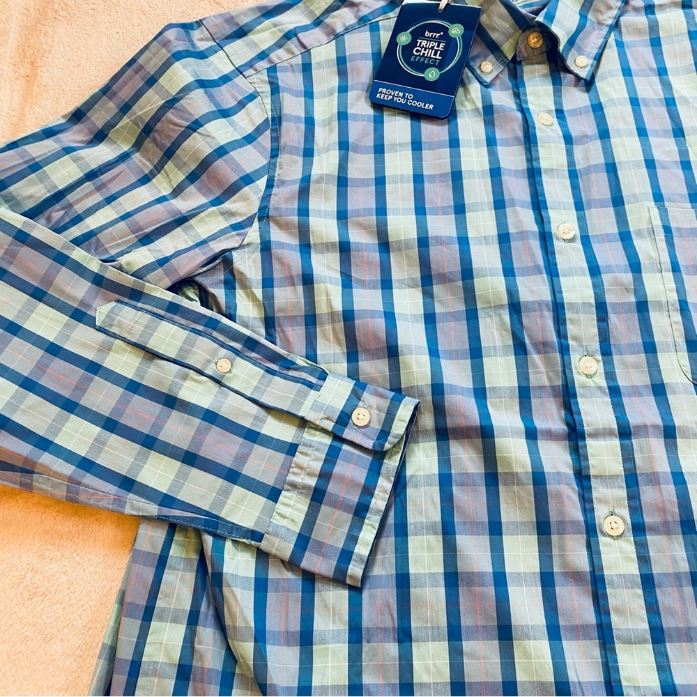 NWT Vineyard Vines men’s On The Go brrr Triple Chill plaid button down Sz L - Picture 6 of 10